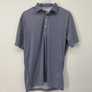 Collars & Co Dress Collar Polo Shirt Vantage Blue Geometric Mens Size Medium